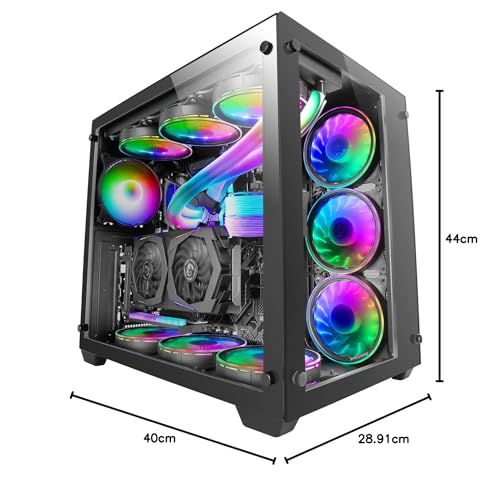 Mars Gaming MC100 ATX Gehäuse – FRGB Lüfter 9 cm, Convect-Cool Belüftung, Schwarz