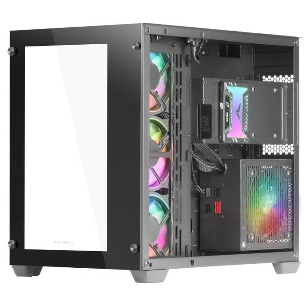 Mars Gaming MC100 ATX Gehäuse – FRGB Lüfter 9 cm, Convect-Cool Belüftung, Schwarz