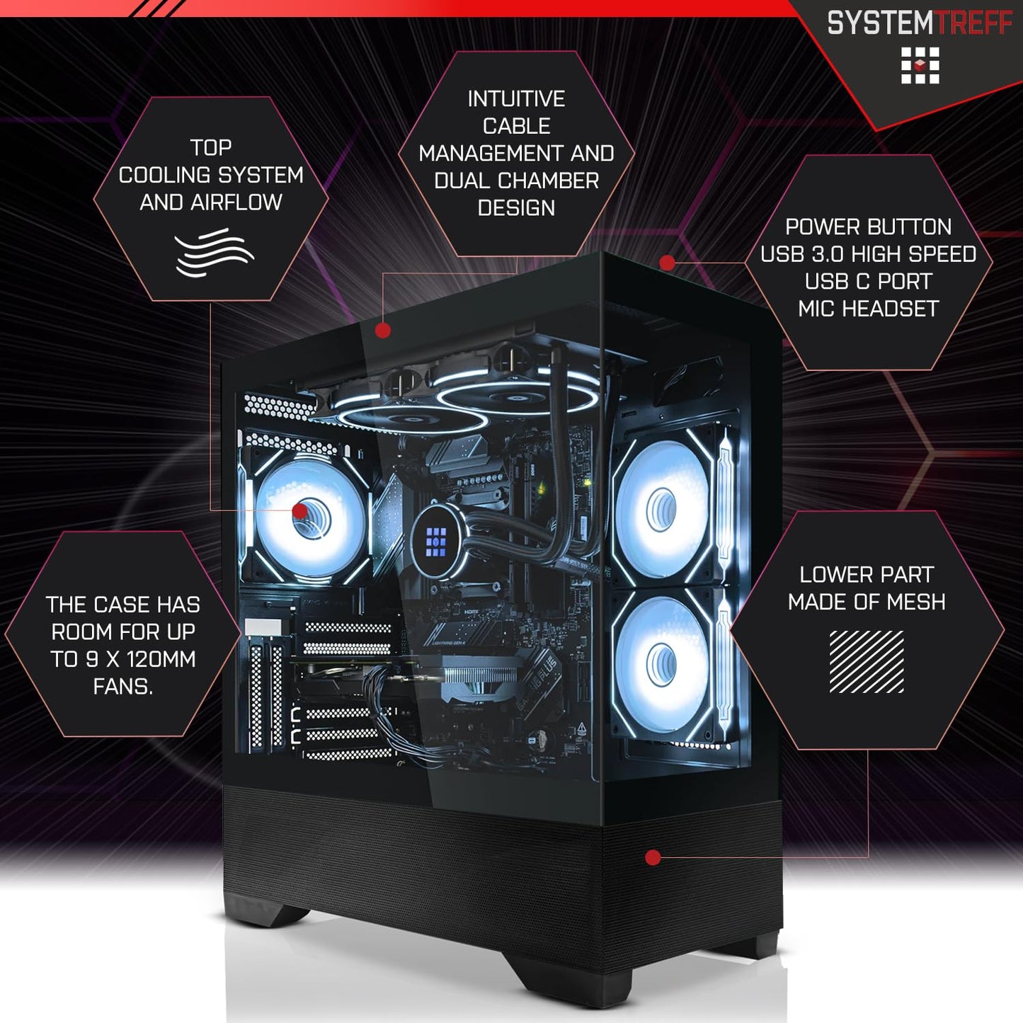 SYSTEMTREFF Gaming PC i9-12900KF, RTX 5070 Ti 16GB, 32GB DDR5, 1TB NVMe, Win11