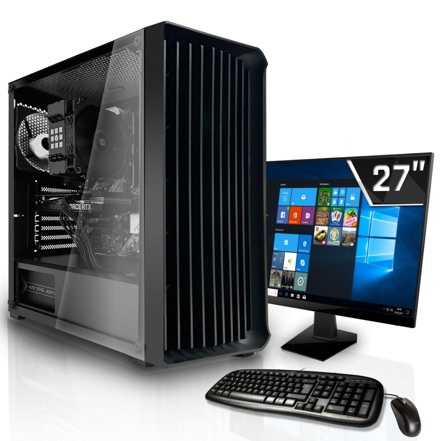SYSTEMTREFF Office PC Set i5-12400, UHD 730, 16GB DDR4, 512GB SSD, Win11, Silent