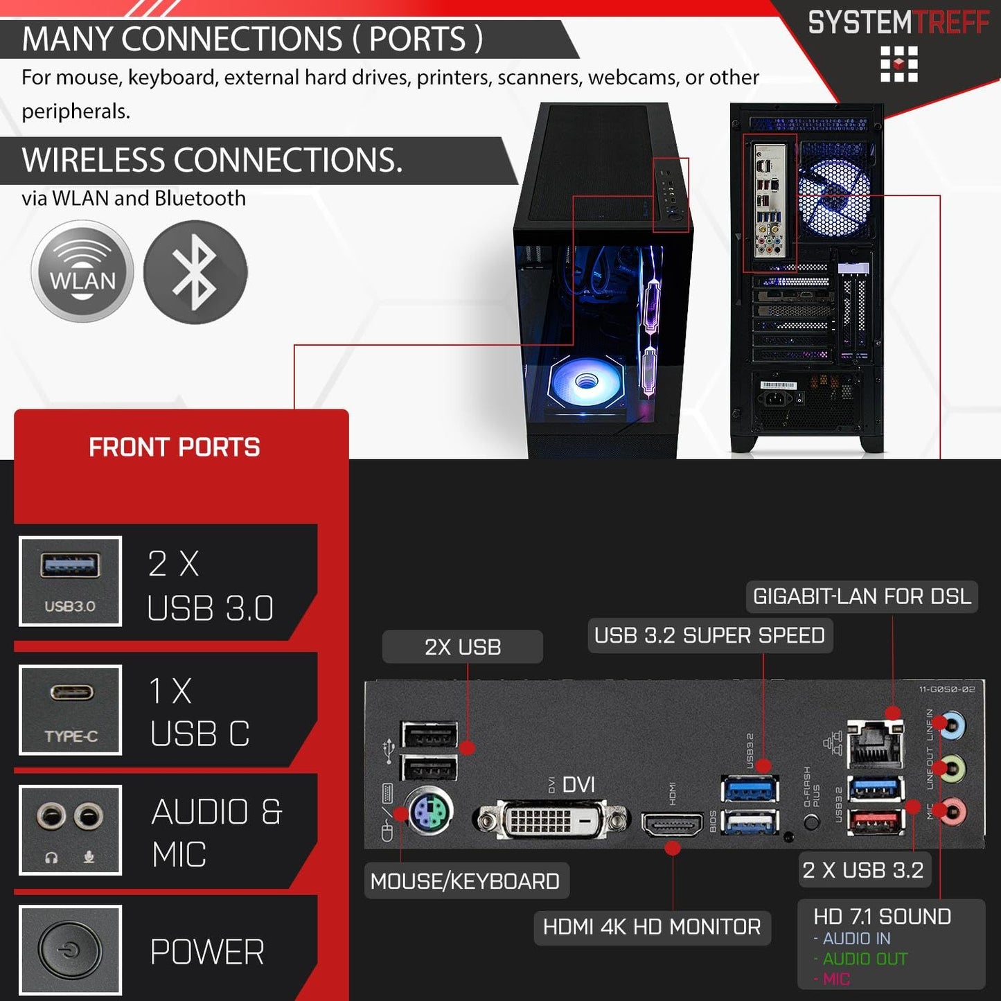 SYSTEMTREFF Gaming PC Ryzen 9 5950X, RTX 5090 32GB, 32GB DDR4, 1TB SSD + 2TB HDD, Win11