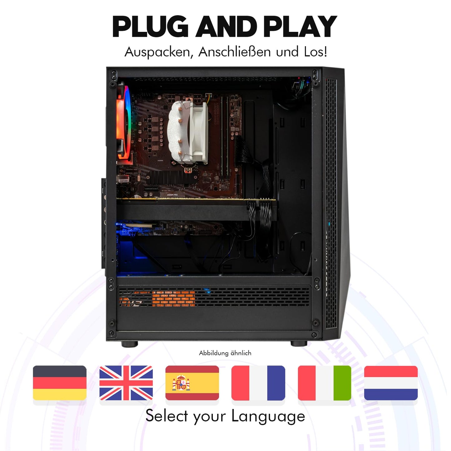dcl24 Gaming PC Set i5-12400, RTX 3050 6GB, 16GB RAM, 500GB SSD, 24" Monitor