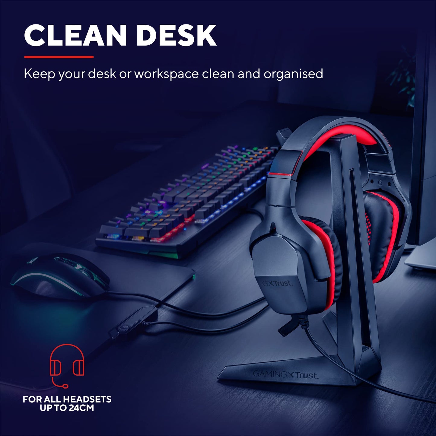 Trust Gaming GXT 260 Cendor – Kopfhörer Ständer, Headset Halterung, Schwarz