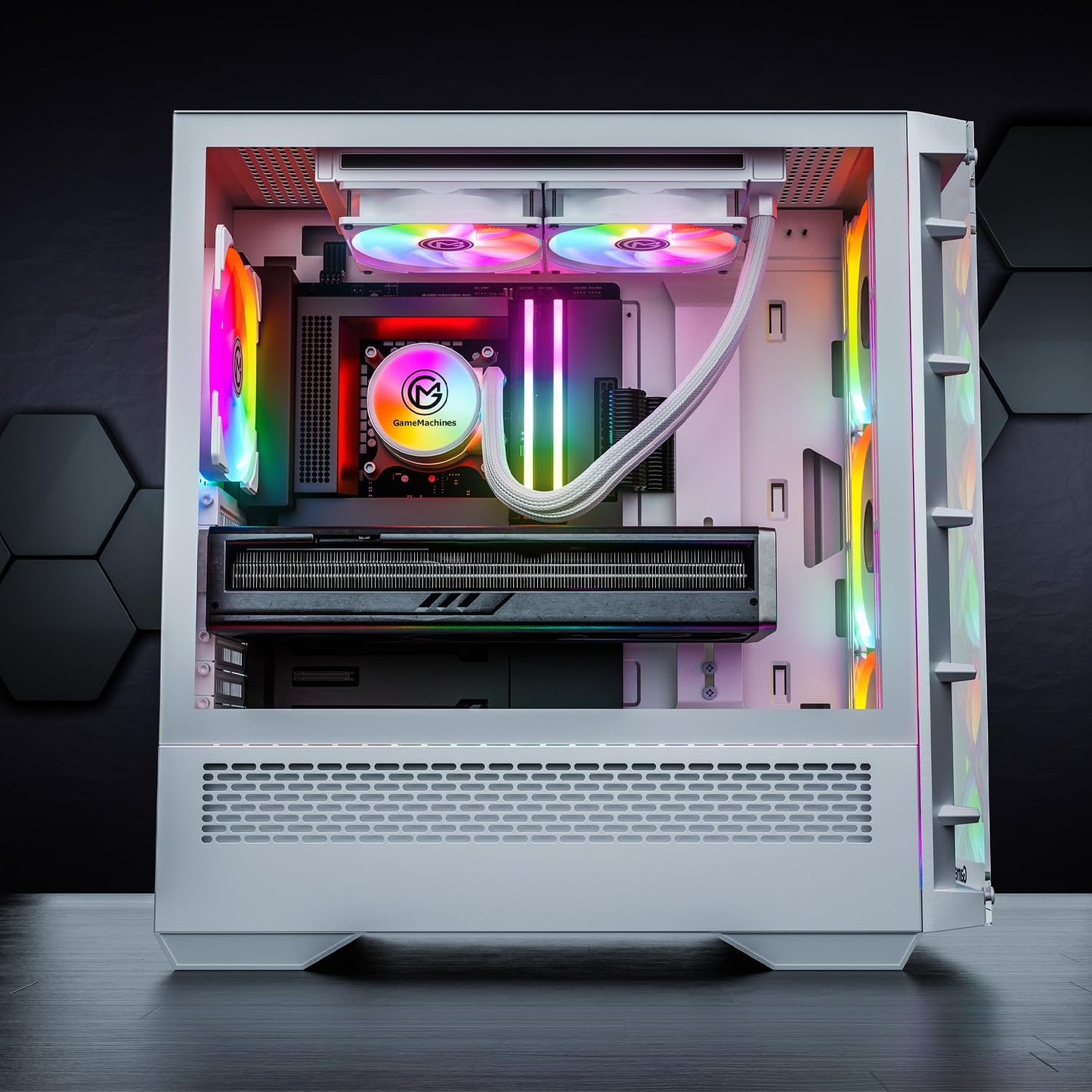 GameMachines Storm Snow – Gaming PC i7-14700KF, RTX 5070, 32GB DDR4 RGB, 1TB SSD, Win11