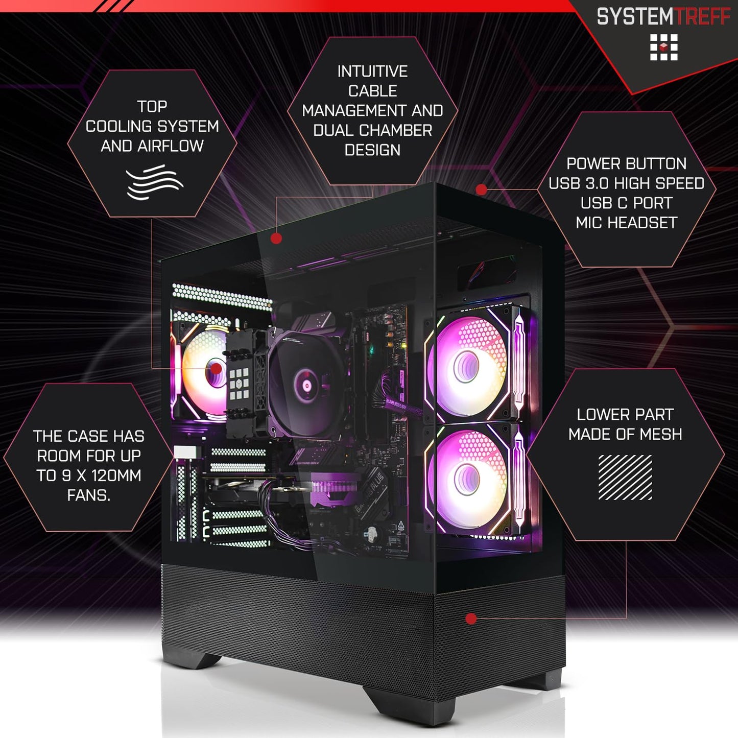 SYSTEMTREFF Gaming PC Ryzen 9 5950X, RTX 5090 32GB, 32GB DDR4, 1TB SSD + 2TB HDD, Win11