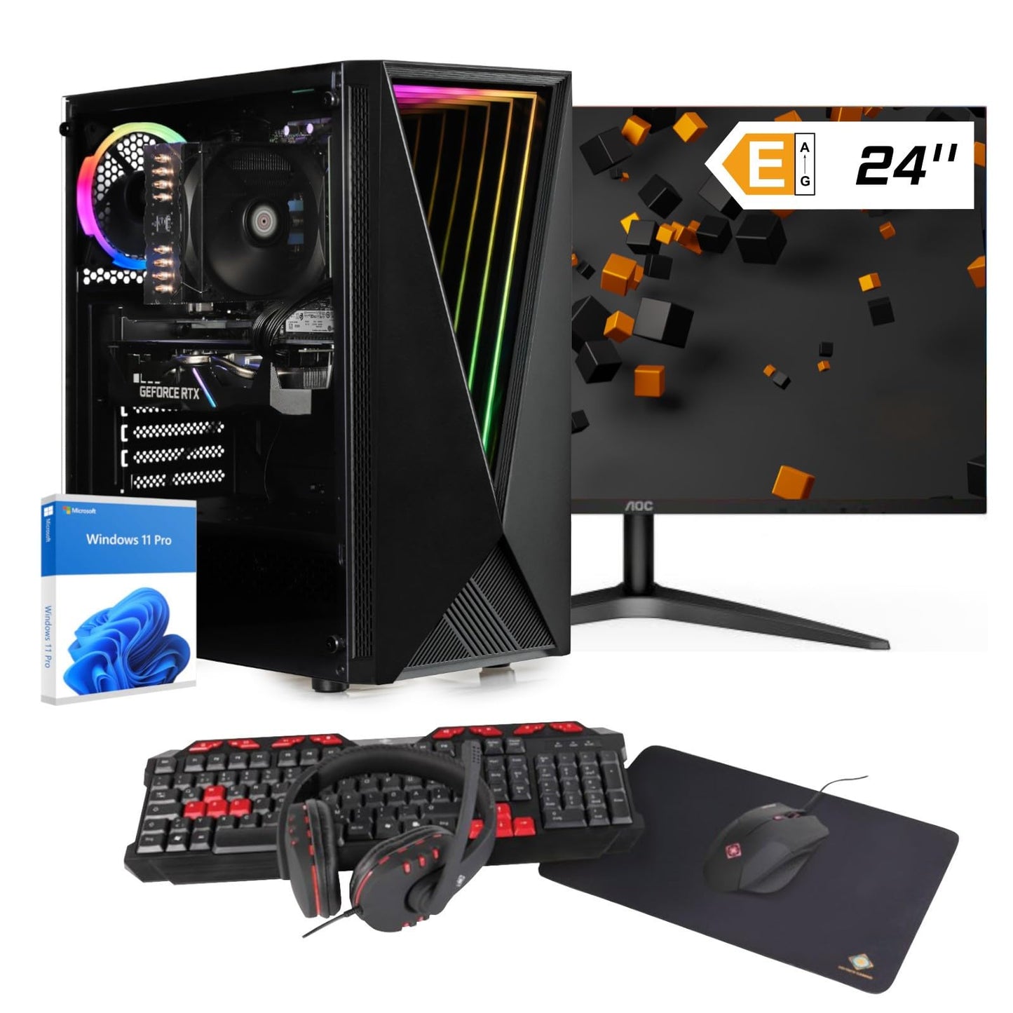 dcl24 Gaming PC Set i5-12400, RTX 3050 6GB, 16GB RAM, 500GB SSD, 24" Monitor