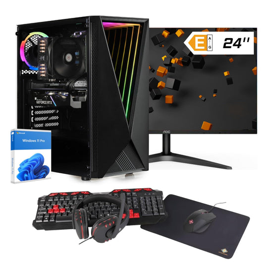 dcl24 Gaming PC Set i5-12400, RTX 3050 6GB, 16GB RAM, 500GB SSD, 24" Monitor